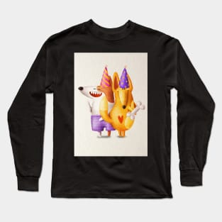 Cute couple of dogs on birthday party. Long Sleeve T-Shirt